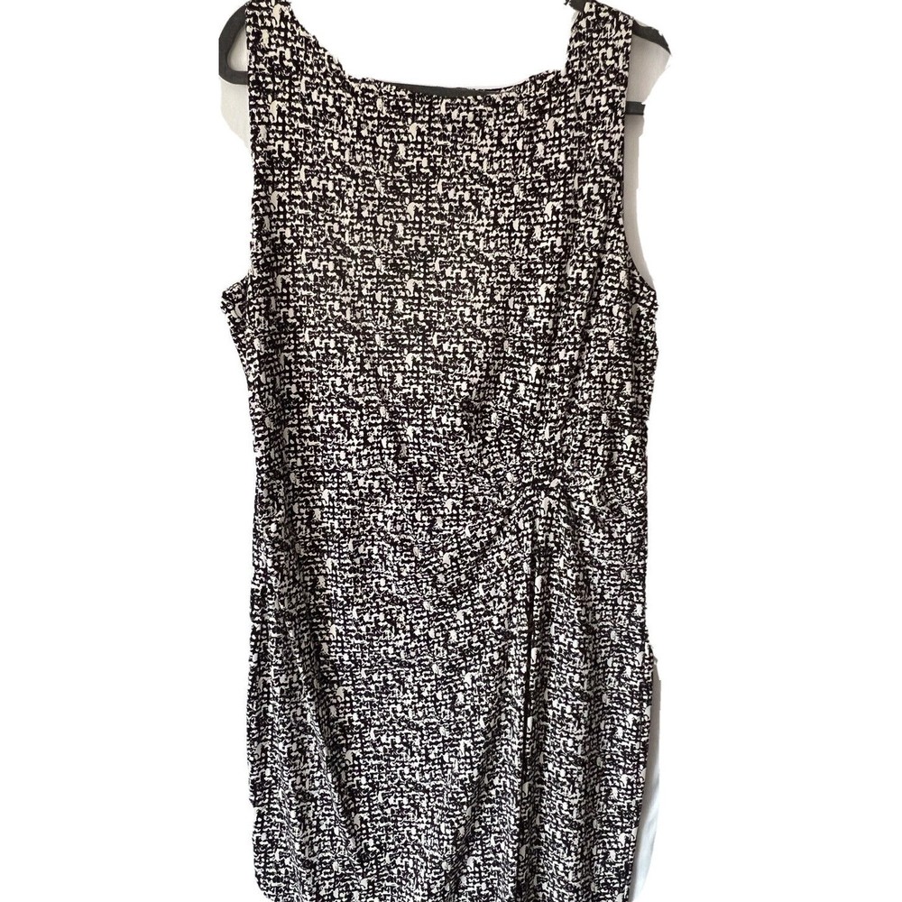 Ann Taylor Black and White Print Rayon Sleeveless Dress Office Wear Plus Size 16